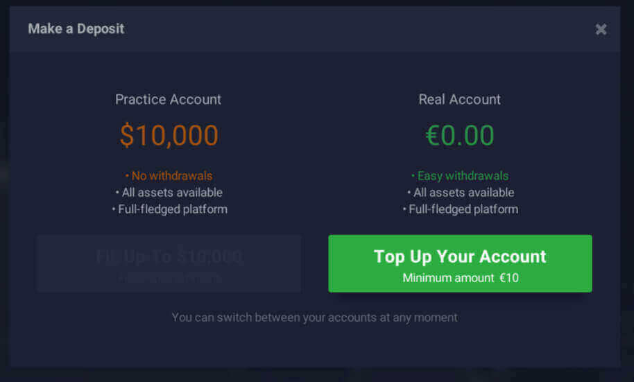 Dépôt sur IQ Option via une banque locale en Malaisie, en Thaïlande et au Laos