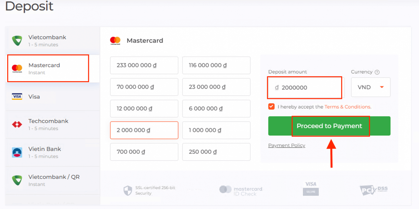 Dépôt sur IQ Option Vietnam : Visa/Mastercard, services bancaires par Internet et portefeuilles électroniques