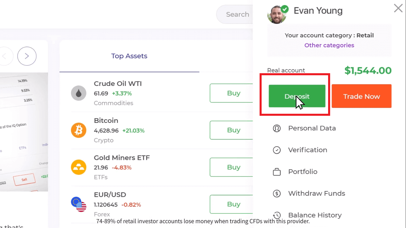 Kuidas hoiustada ja kaubelda CFD instrumentidega (Forex, krüpto, aktsiad) IQ Option-s Kuidas hoiustada ja kaubelda CFD instrumentidega (Forex, krüpto, aktsiad) IQ Option-s