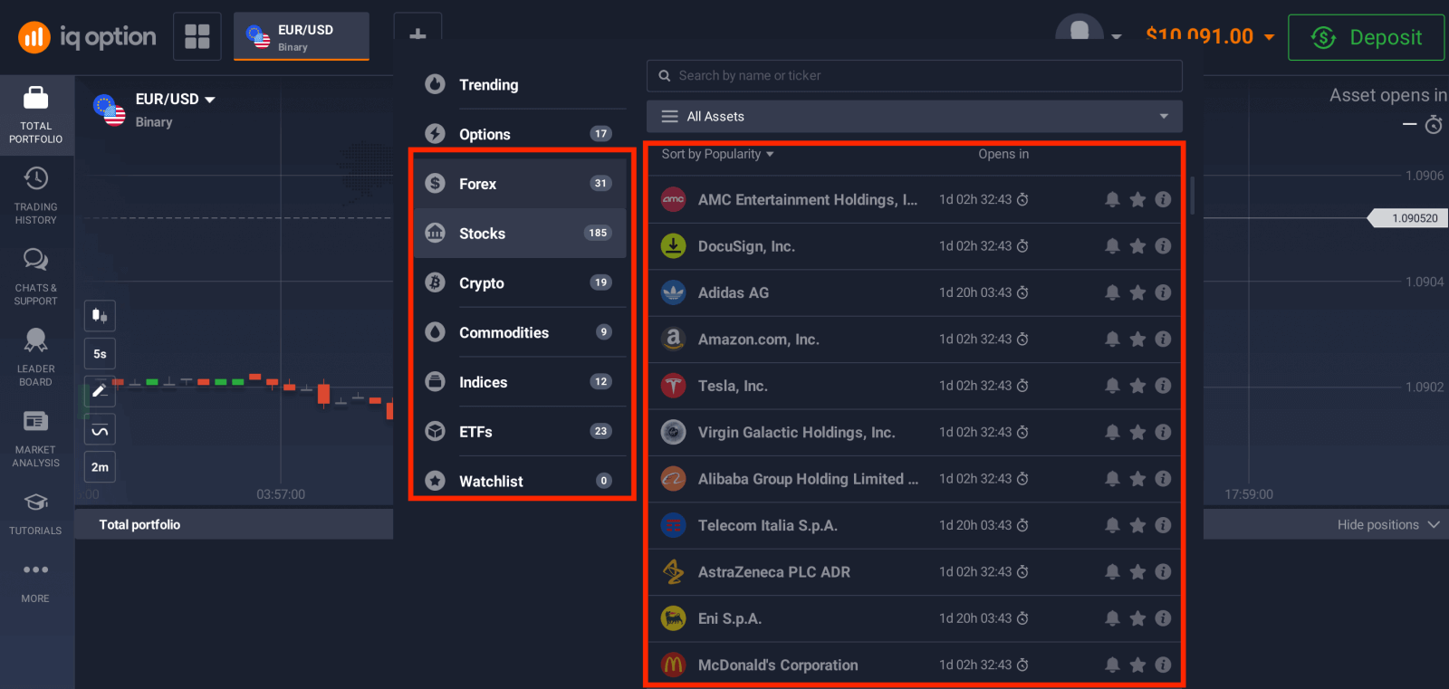 Négociez des options binaires sur IQ Option : trading étape par étape